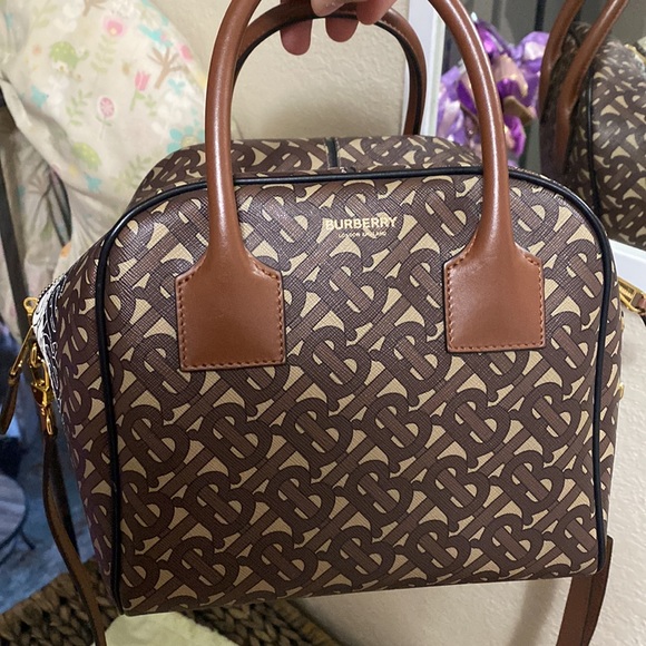 {Burberry} Monogram Cube Bowling Bag - Picture 7 of 12